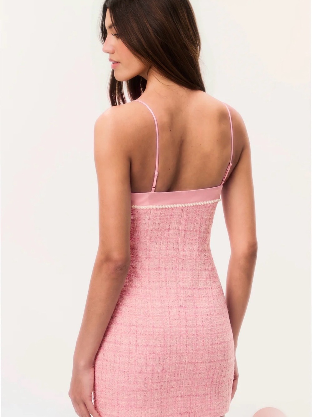 LoveShackFancy Florencio Tweed Mini Dress - slip dress with bow and pearls - Picture 2 of 9